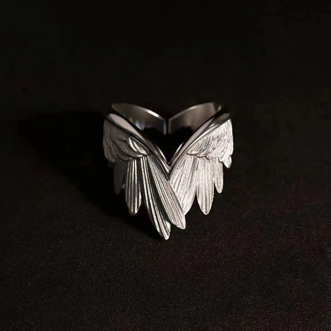 Retro Angel Demon Wings Open Ring for Women Couples Punk Gothic Adjustable Finger Jewelry Accessories Hip Hop Gifts