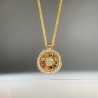 Luxurious 9999 24K real gold ancient gold rotating compass pendant necklace for men and women in retro style