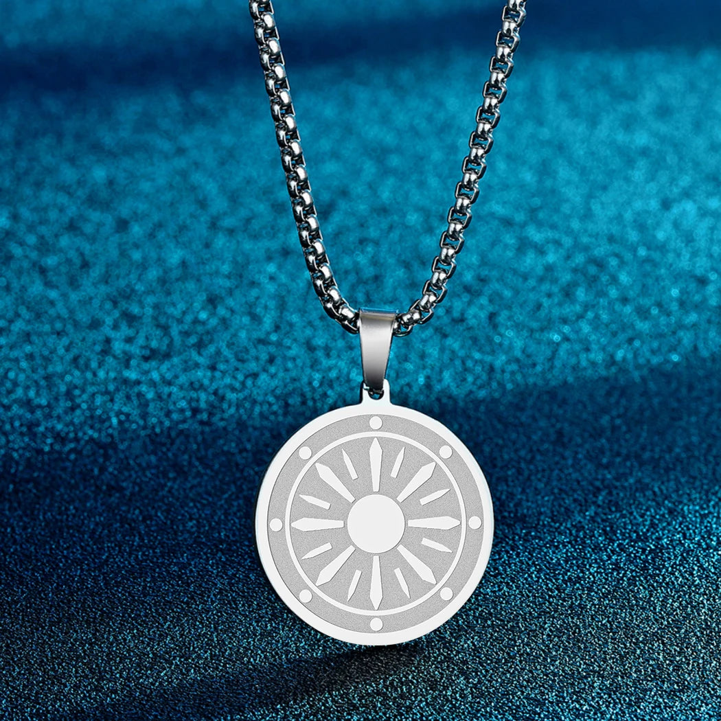 CHENGXUN Hindu Ganesha Coin Pendant Necklace for Men Womens Lord Ganesha Medallion Charm Neck Chain Spirit Totem Jewelry