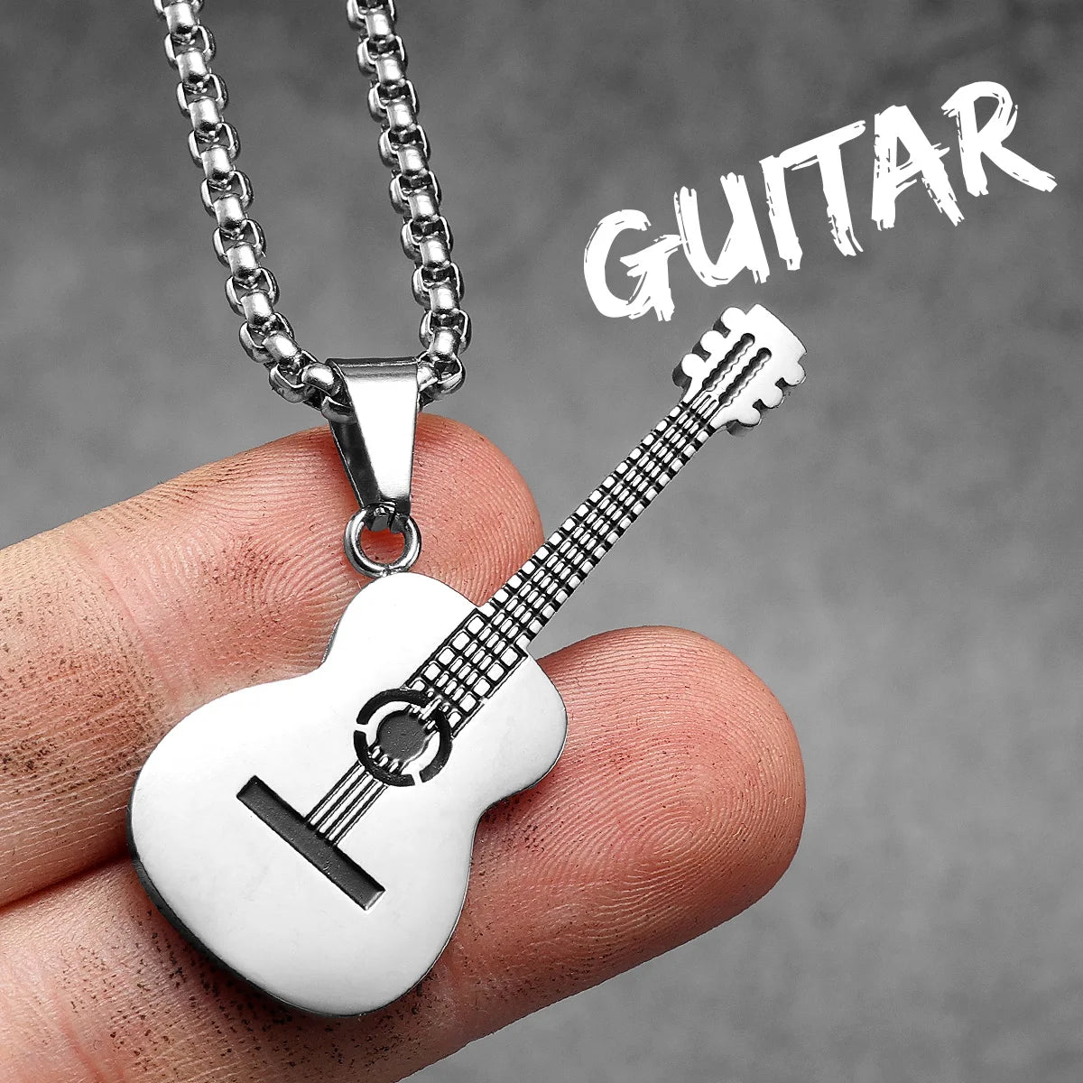Guitar Tape Pendant Necklace Stainless Steel