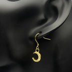 Moon Two-Tone Earrings Sterling Zircons Crescent