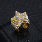 Men's five pointed star Rings Black Punk Crusaders Band Rings rhinestone for Mens Stainless Steel Signet Rings Jewelry