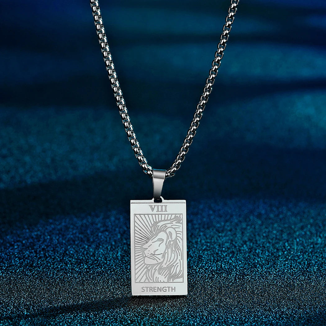 Strength Lion Tarot Pendant — Stainless Steel