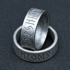 Viking Futhark Runes Vegvisir Ring for Men — Stainless Steel
