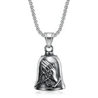 Pirate Skull Moto Bell Pendant Necklace — Gothic Motorcycle Rider