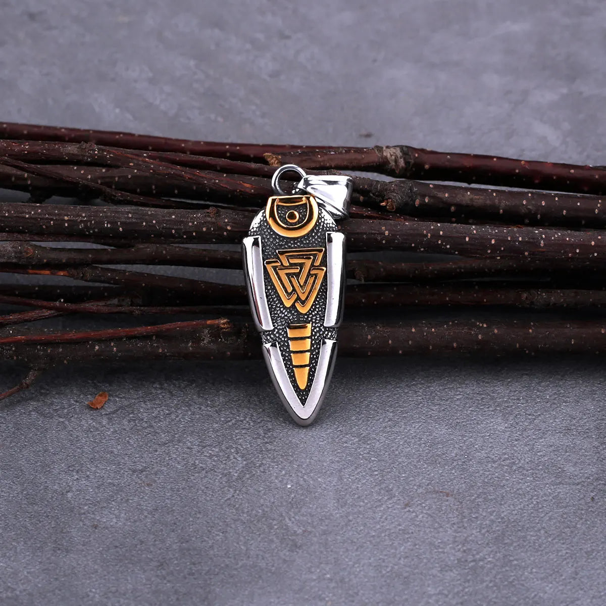 Gungnir Spear Valknut Norse Pendant Necklace — Stainless Steel