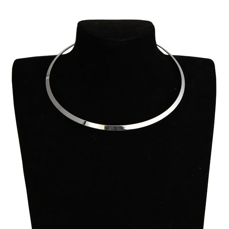 Punk Metal Torques for Women Gothic Golden Silver Color Smooth Chain Collar Fashion Choker Necklace Retro Personality