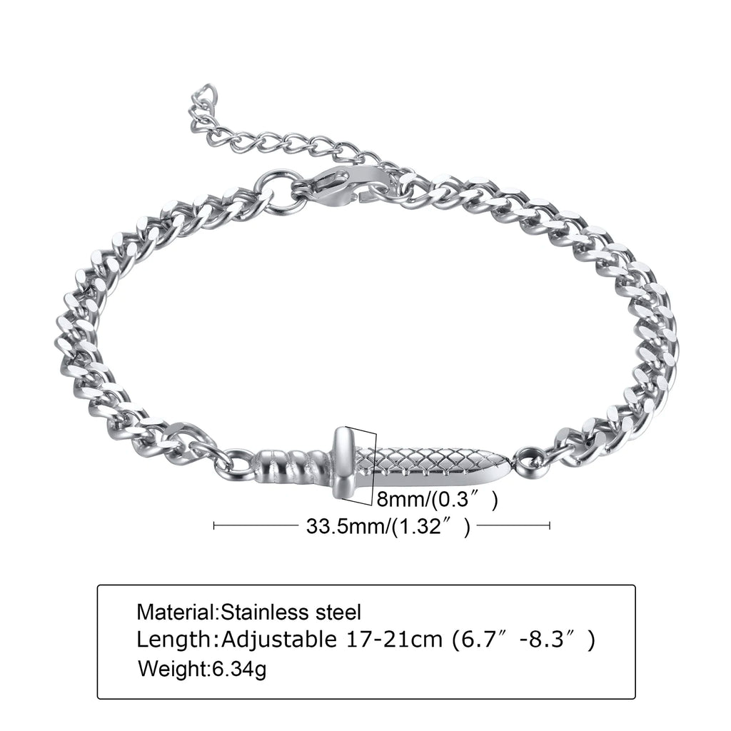 Sword Dagger Chain Link Bracelet — Stainless Steel