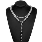 Fashion Chain Link Choker Heart Lock Cross Necklace Pendant For Women Men Silver Color Goth Jewelry Party Punk Long Necklaces