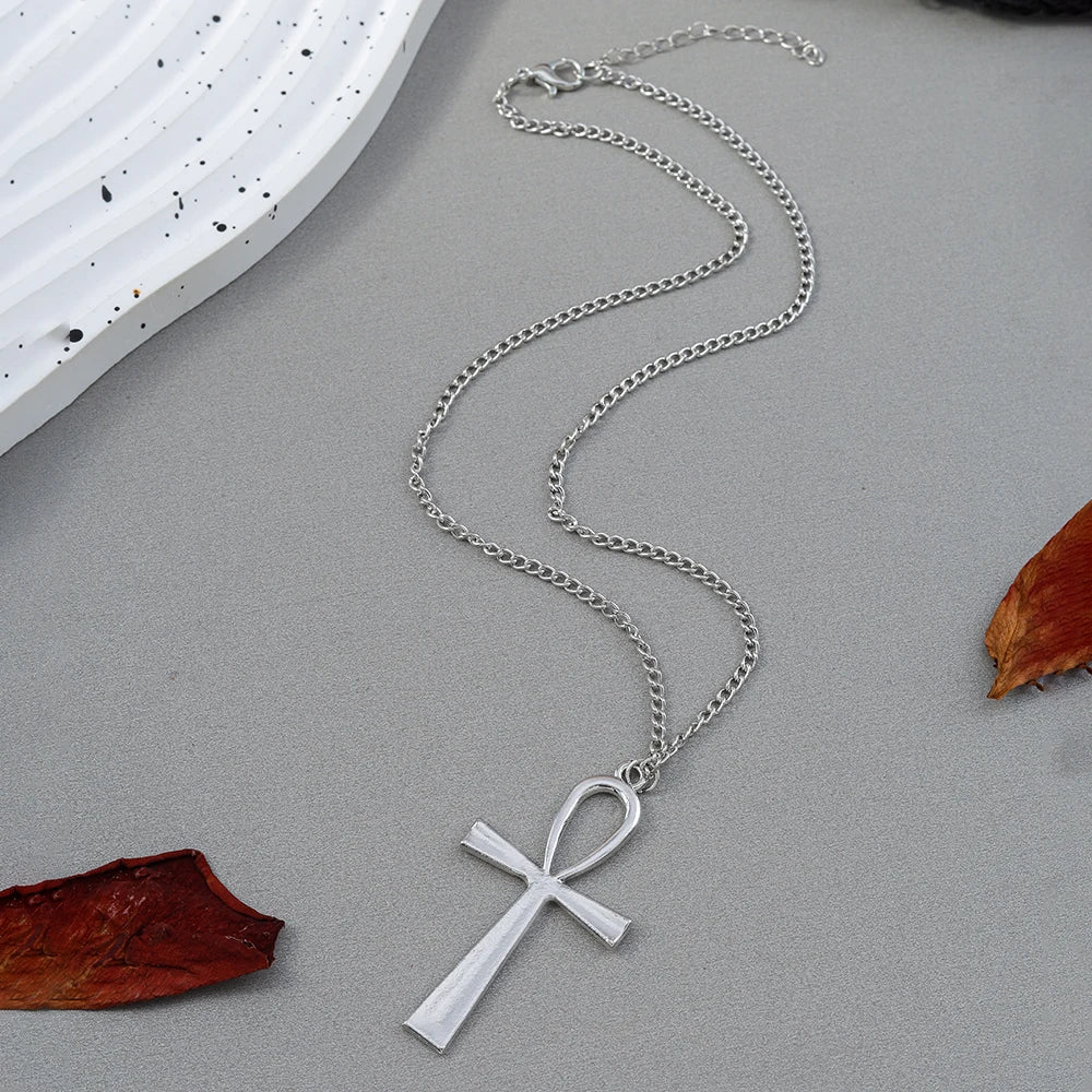 Retro Cross Pendant Necklaces for Women Men Gothic Steampunk Skull Necklace Chain Hip Hop Jewelry Gifts