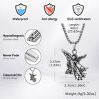 Vnox Stainless Steel St Michael Archangel Pendant Necklace for Men, Catholic Protection Amulet Box Chain Religious Jewelry Gift