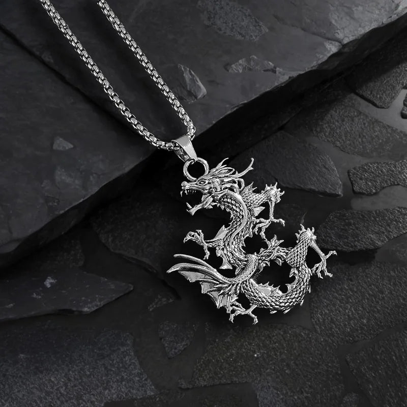 Dragon Zodiac Steel Pendant Chinese Style Retro