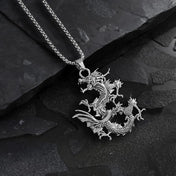 Zodiac Dragon Pendant Necklace — Chinese Retro Steel