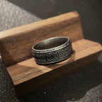Antique Rune Pattern Engraved Stainless Steel Ring for Men Viking Punk Gothic Edgy Jewelry Mystic Biker Accessories