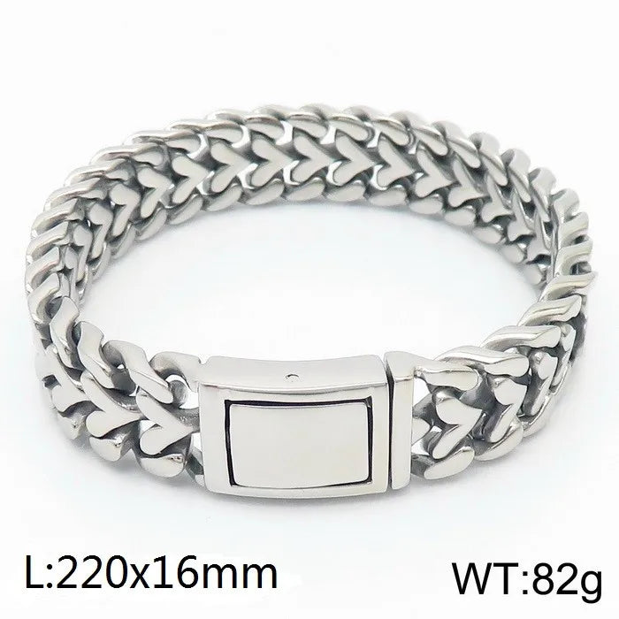Men Bracelet for Man Gold Color Stainless Steel 16MM Width Heart Shape Chain Bracelets Men's On Hand Wrist Jewelry