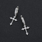 Iced Out Cross Lightning Stud Earrings