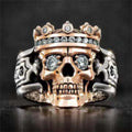 Iced Out Crown Skull Ring — Crystal Two-Tone