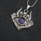 Stainless Steel Evil Eye Skull Pendant Necklace