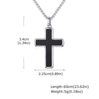 Classic Stainless Steel Cross Pendant Necklace, Turquoise Black Agate Tiger Eye Natural Stone Vintage Fashion Jewelry for Men