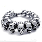 Punk Rock Man Bracelet Stainless Steel Wide Skull Head Link Chain Bracelets for Men Gothic Men's Bikers' Jewelry