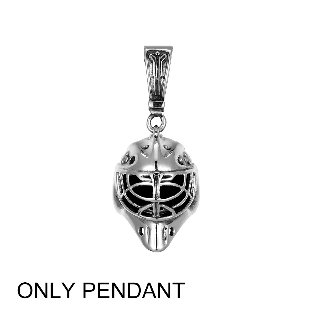 European and American Stainless Steel Knight Mask Pendant Retro Roman Men‘s and Women's Stainless Steel Helmet Pendant Necklace
