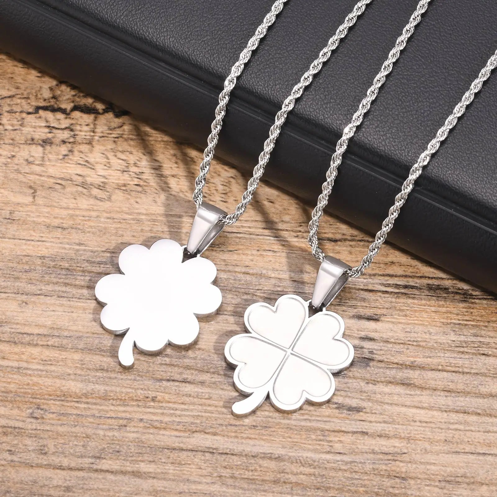 Four Leaf Clover Pendant Necklace — Stainless Steel