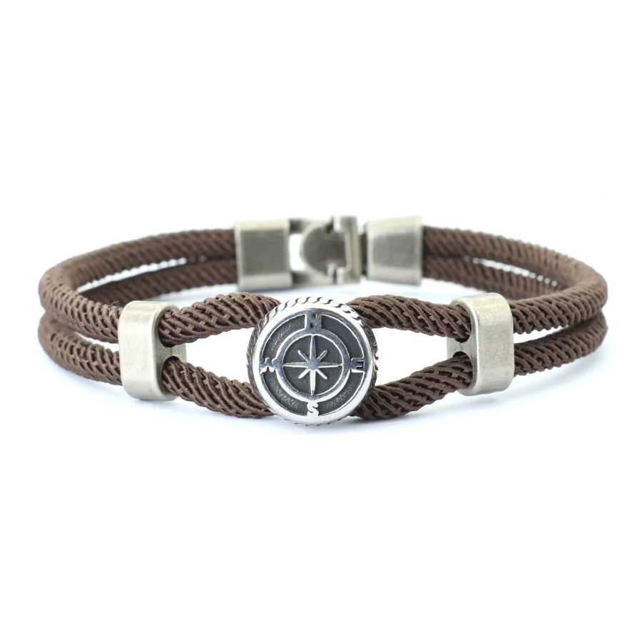 New Compass Braslet Viking Nautical Rope Braslet Fashion Mens Bracelet Antique Pulsera Hombre Armband Herren Wrap