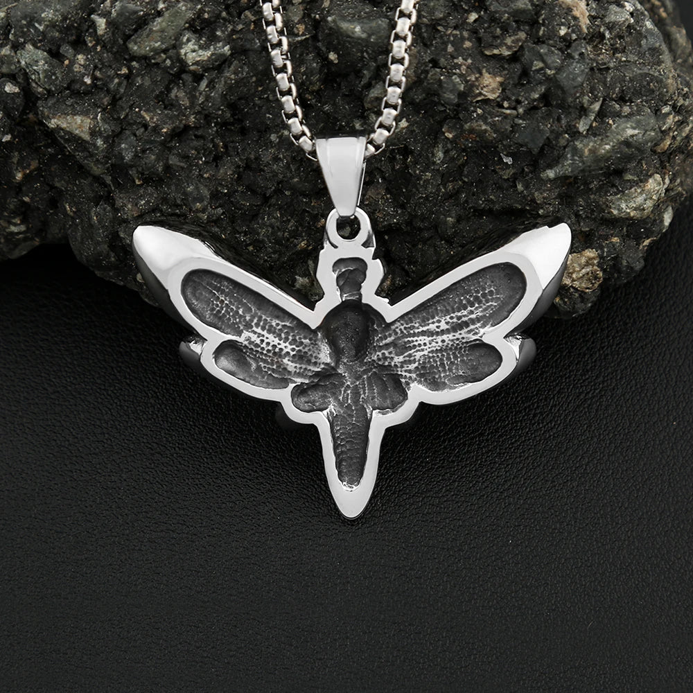 Skull Moth Pendant — Stainless Steel
