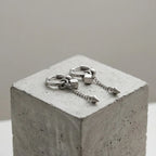 Silver Chain Spike Dangle Earrings Stainless Steel