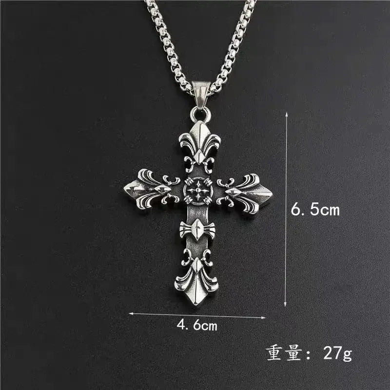 Fashion Stainless Steel Jewelry Set for Men Women Unisex Vintage Silver Color Cross Pendant Necklace Punk Gothic pendant