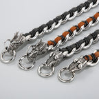 Punk Rocker Dragon Head Bracelet Man Braided Genuine Leather & 316l Stainless Steel Men's Wrist Strap Bracelets Handles