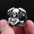 Skull Motorcycle Steel Ring Vintage Steampunk