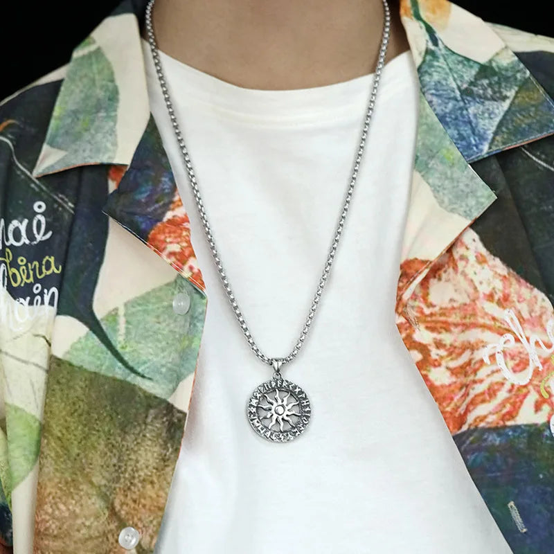 Silver Viking Sun Circle Pendant Necklace Box