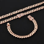 HHIOK Gold Silver Rose Gold Miami Cuban Link Bracelet Men Copper Zircon Iced Out Box Clasp Hip Hop Jewelry