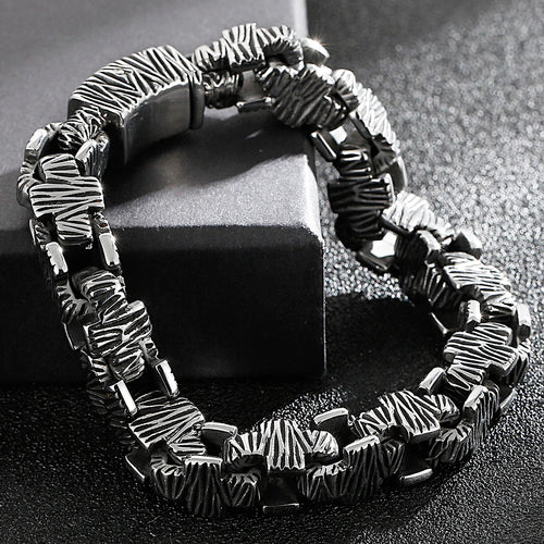 Vintage 10MM Width Men's Cross Bracelet Stainless Steel Punk Link Chain Gothic Streetwear Punk Jewelry Accessory for
