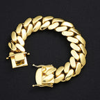 Miami Cuban Link Bracelet for Men Double Safety Clasp Thick Chunky Curb Chain Hip Hop Jewelry Gift
