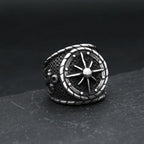 Viking Odin Compass Ring — Stainless Steel