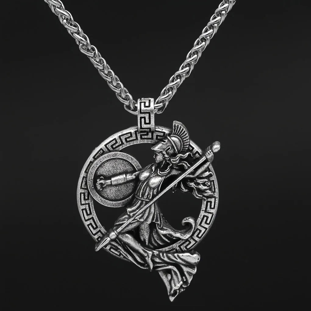 Greek Mythology Athena Sparta Pendant Necklace — 60cm Chain