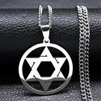 Hip Hop Star Of David Shield Hexagram Pendant Necklace for Men Fashion Stainless Steel Gold Color Chain Star Shape Jewelry Gift
