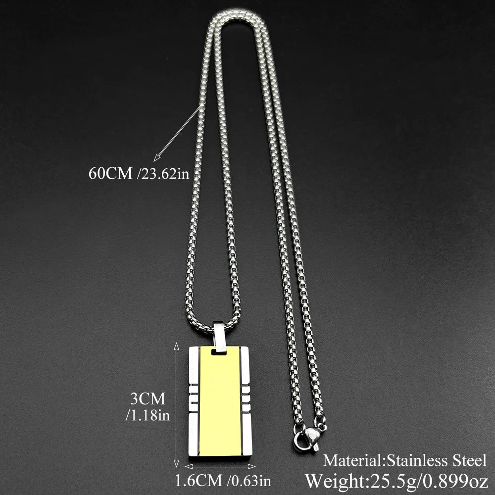 Hiphop Titanium Steel Dog Tag Pendant Necklace For Women Men Stainless Steel Gold Color Punk Male Square Chain Jewelry