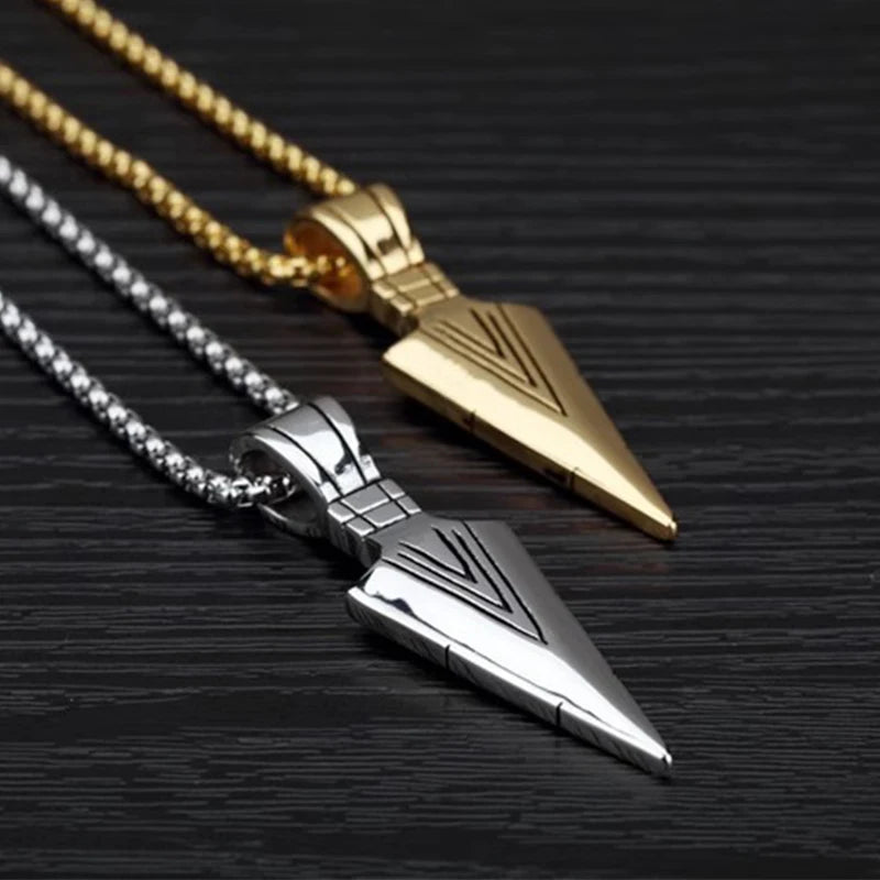 ZAKOL Hiphop Brazil Spearhead Arrows Stainless Steel Pendant Necklaces For Men Boys Cuba Metal Clavicle Chain Choker Jewelry