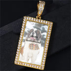 Iced Out Rectangle Photo Pendant Necklace
