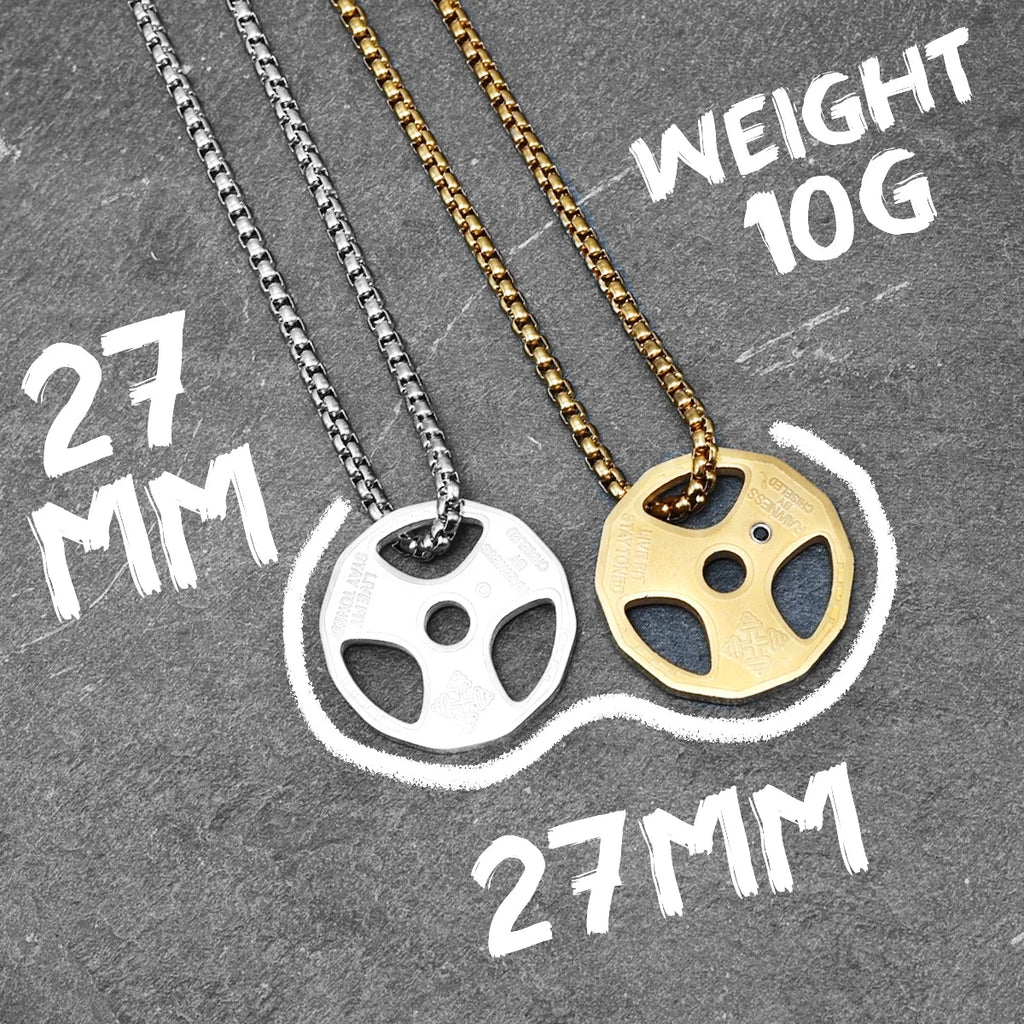 Dumbbell Pendant Necklace — Stainless Steel