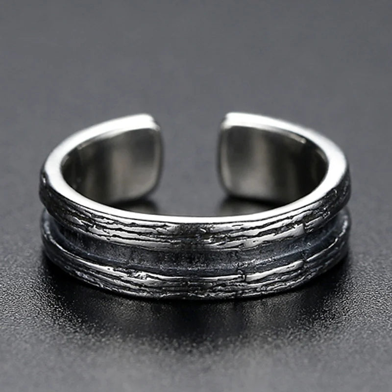 New Arrival 925 Silver Ring Open Size Retro Men Jewelry Personality Multi Lines Design Male Index Finger Accessories