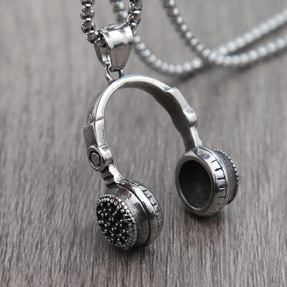 DJ Headphone Pendant — Stainless Steel