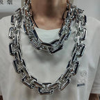 New Punk Big Acrylic Rectangle Chain Hip Hop Exaggeration Necklace Plastic Men Women Festival Carnival Performance