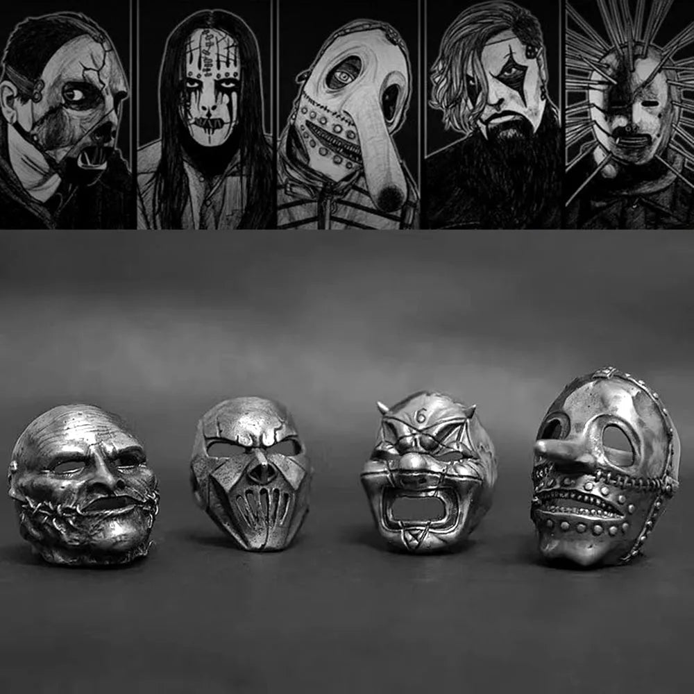 Flowers Skull Mask Ring — Stainless Steel
