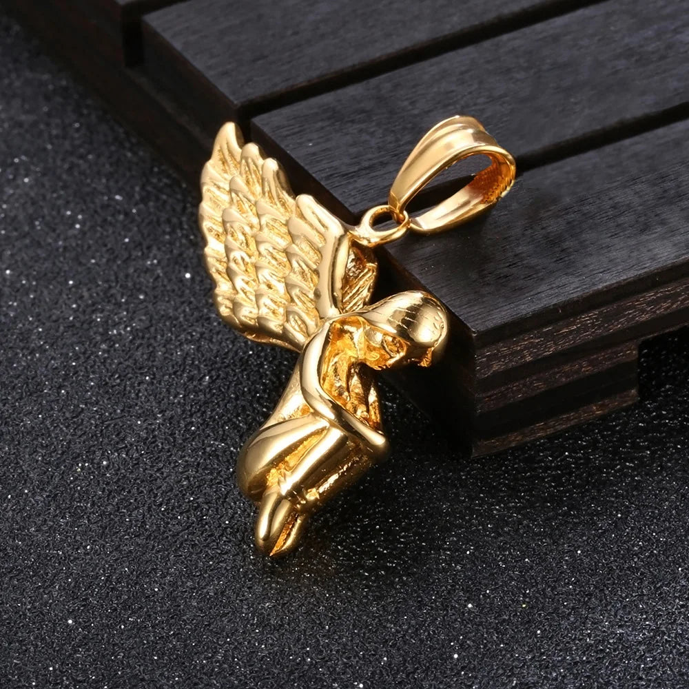 Guardian Angel Wings Pendant — Stainless Steel