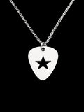 Guitar Pick Star Cross Pendant — Silver