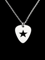 Guitar Pick Star Cross Pendant — Silver